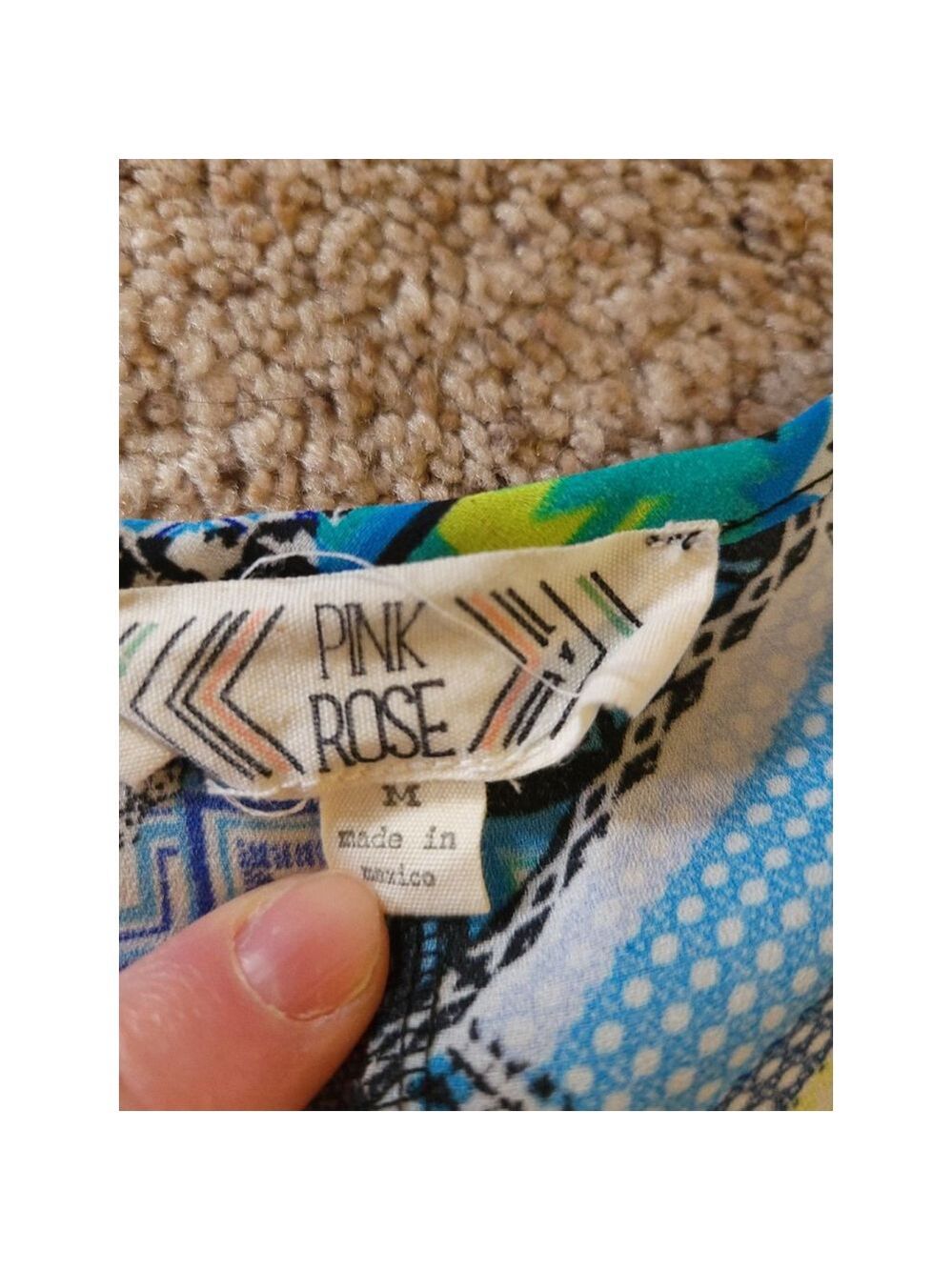 Pink Rose Blue Geometric Sleeveless Top Size M - Picture 6 of 9